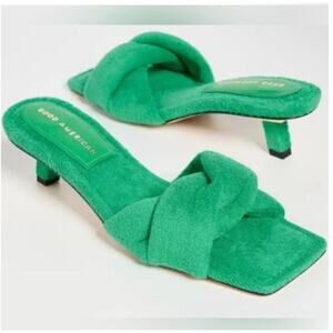 Good American Green Terry Kitten heels SZ 10.5